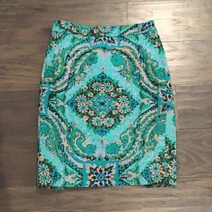 J. Crew Factory Printed Cotton Sateen Pencil Skirt, Size 0